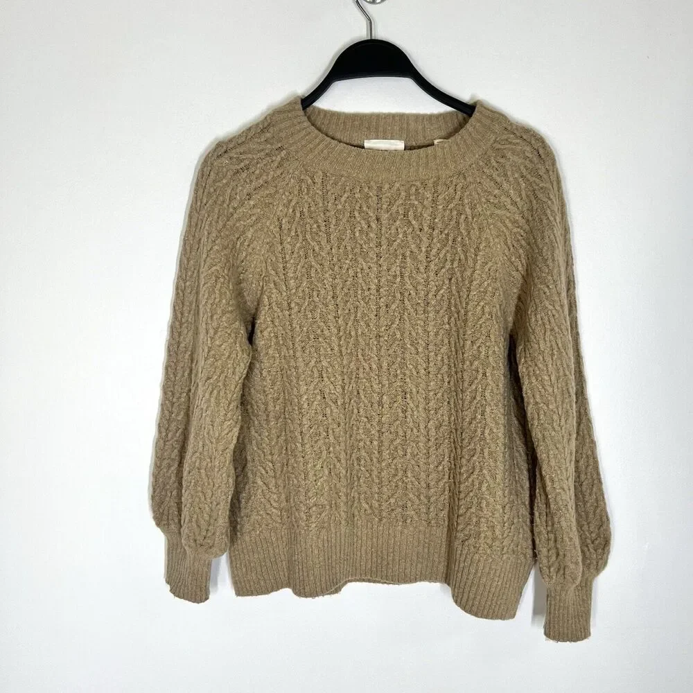 DOEN Sz S Sacha Wool Pullover Sweater in Oatmeal Tan - Picture 2 of 12